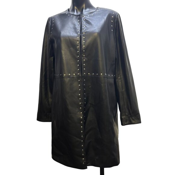 Chicos Black Studded Faux Leather Jacket M/1 - Picture 1 of 7